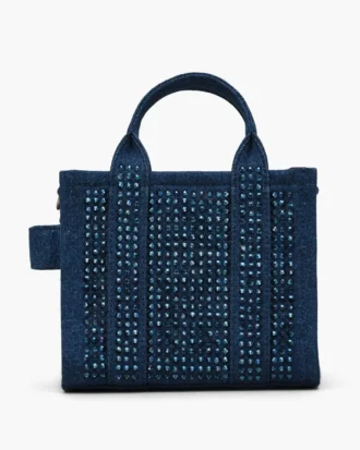 Crystal Denim Crossbody Tote Bag