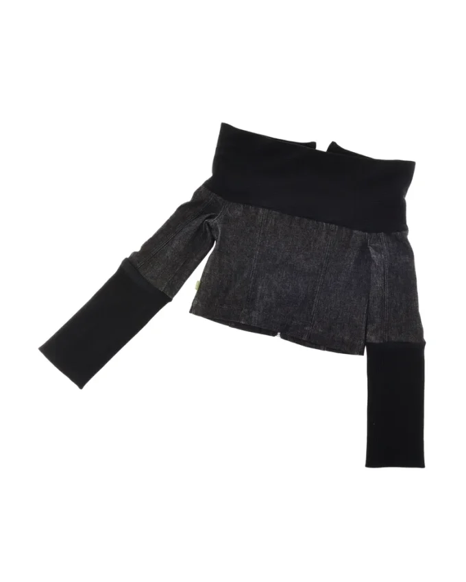 Denim- och ribbstickad topp