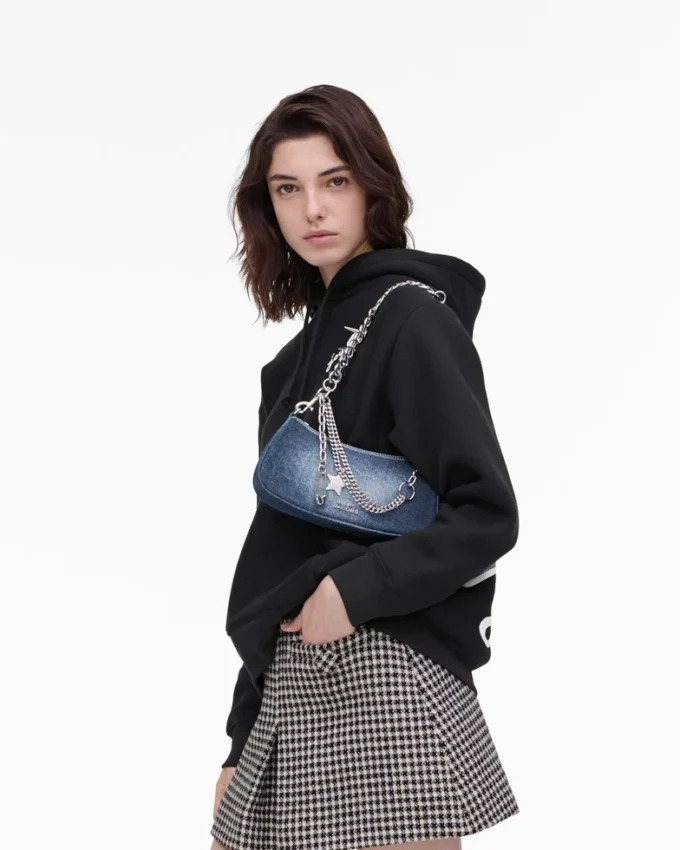 Faded Denim Charm-axelväska Faded Denim Charm-axelväska