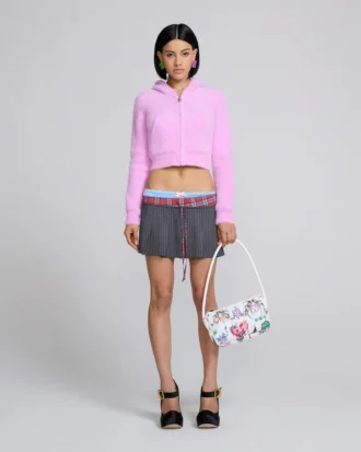 Fuzzy Shrunken Knit Zip-Up Fuzzy Shrunken Knit Zip-Up