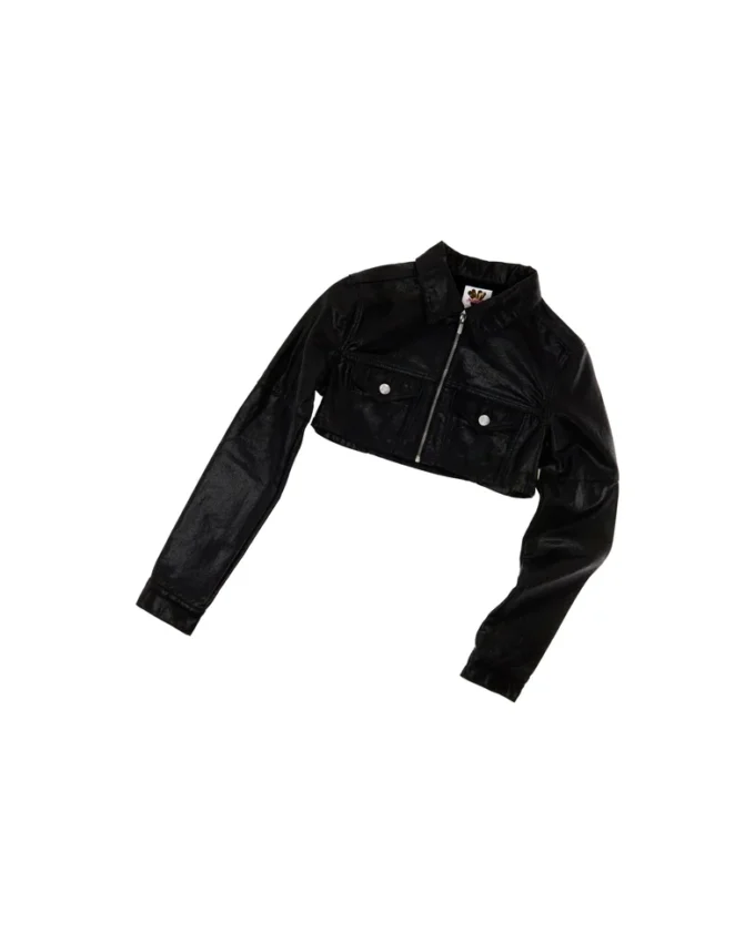 Kort jacka i belagd denim