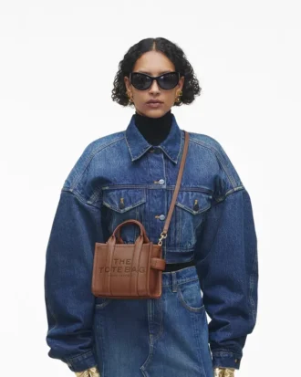 Läder Tote Bag med axelrem