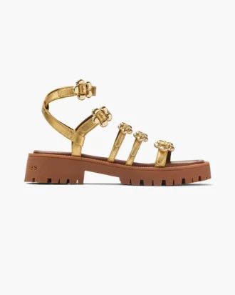 Metallic Leather Daisy Gladiator Sandal Metallic Leather Daisy Gladiator Sandal