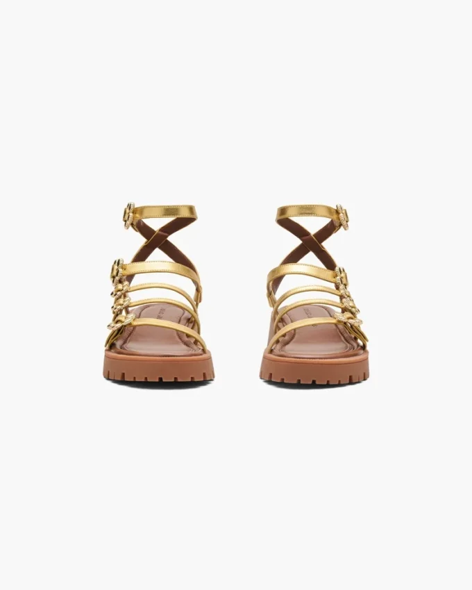 Metallic Leather Daisy Gladiator Sandal