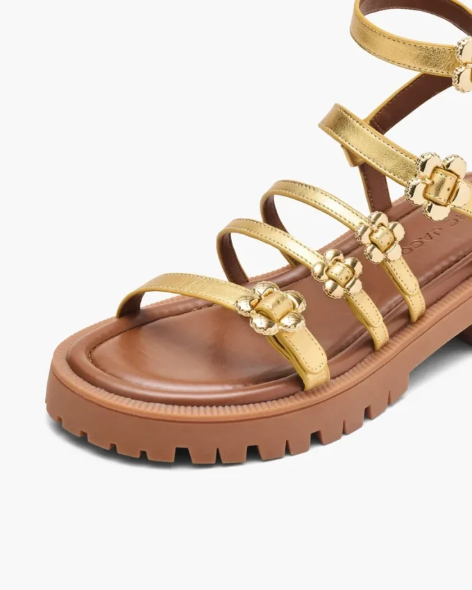 Metallic Leather Daisy Gladiator Sandal