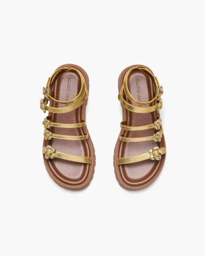 Metallic Leather Daisy Gladiator Sandal