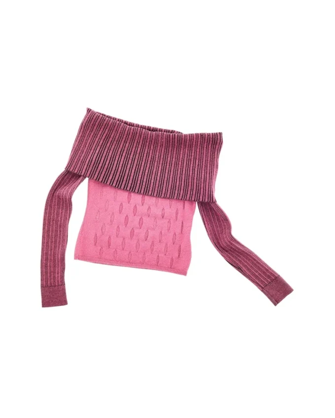 Off shoulder-tröja med hålstickning