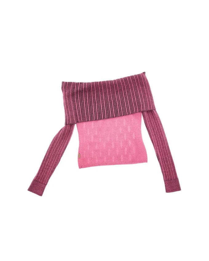 Off shoulder-tröja med hålstickning