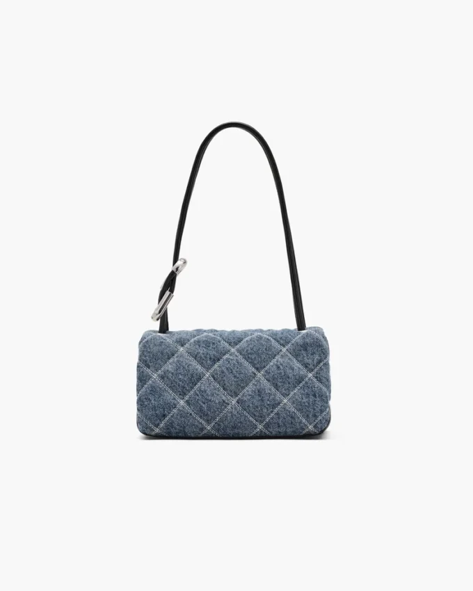 Quiltad mini-axelväska i denim