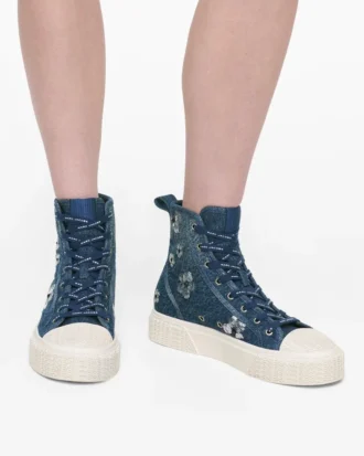 Sequin Daisy Denim High Top Sneaker