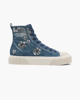 Sequin Daisy Denim High Top Sneaker