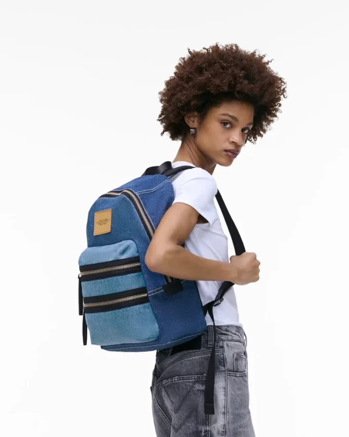 The Biker Colorblock Denim Stor ryggsäck