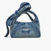 The Bow Denim Mini Sack Bag