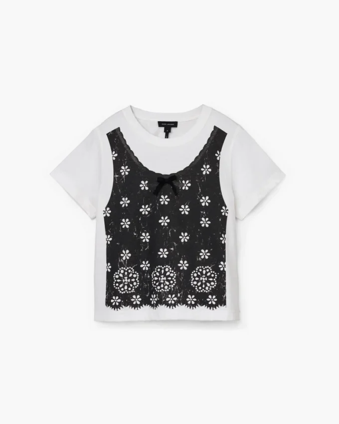 Trompe L’Oeil Eyelet Slim Tee